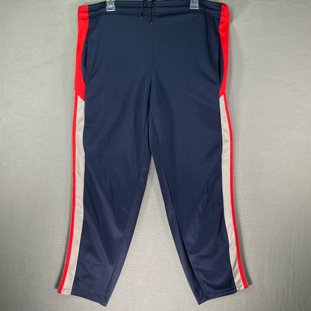 Champion Mens Track Pants Medium‎ Navy Red White Side Stripe Athletic